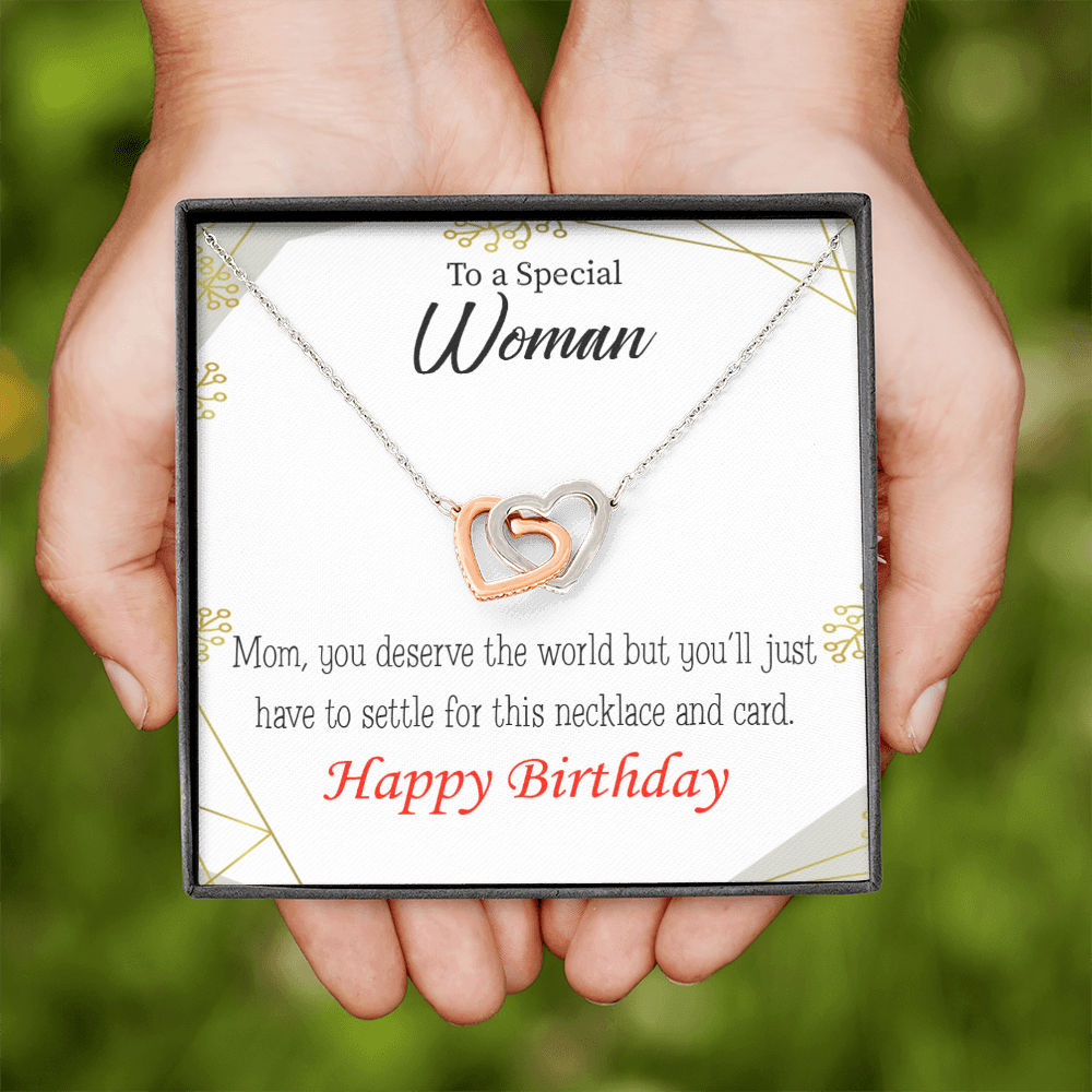 To Mom Birthday Message You Deserve the World Inseparable Necklace-Express Your Love Gifts