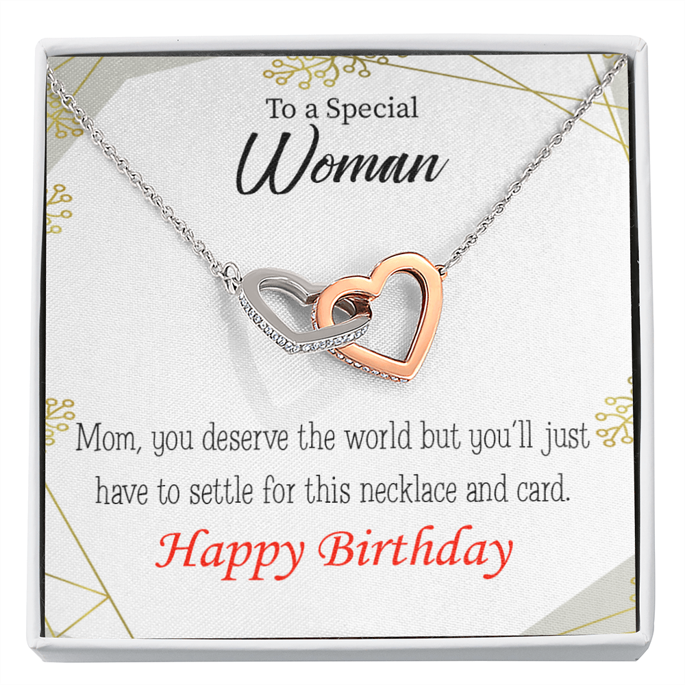 To Mom Birthday Message You Deserve the World Inseparable Necklace-Express Your Love Gifts