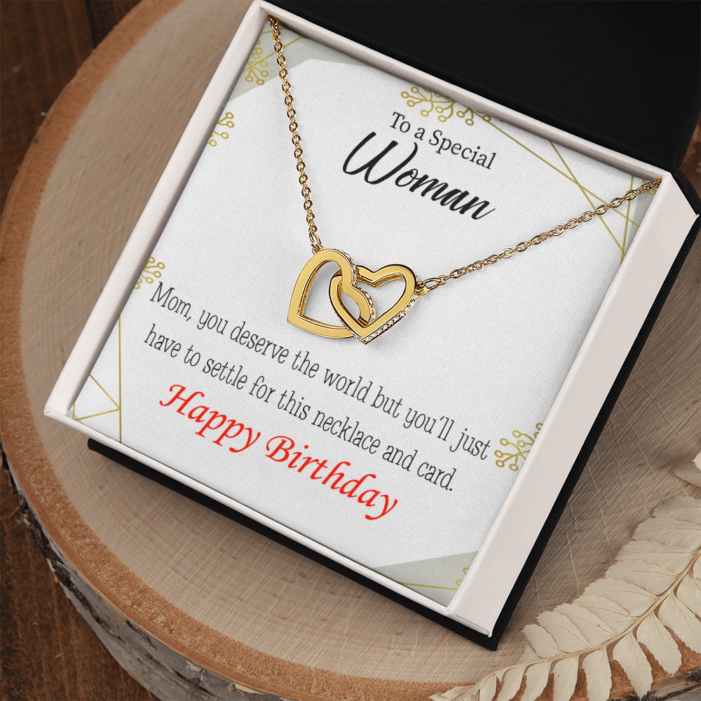 To Mom Birthday Message You Deserve the World Inseparable Necklace-Express Your Love Gifts