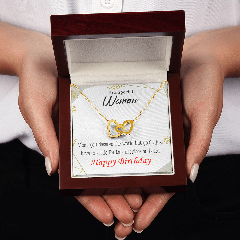 To Mom Birthday Message You Deserve the World Inseparable Necklace-Express Your Love Gifts