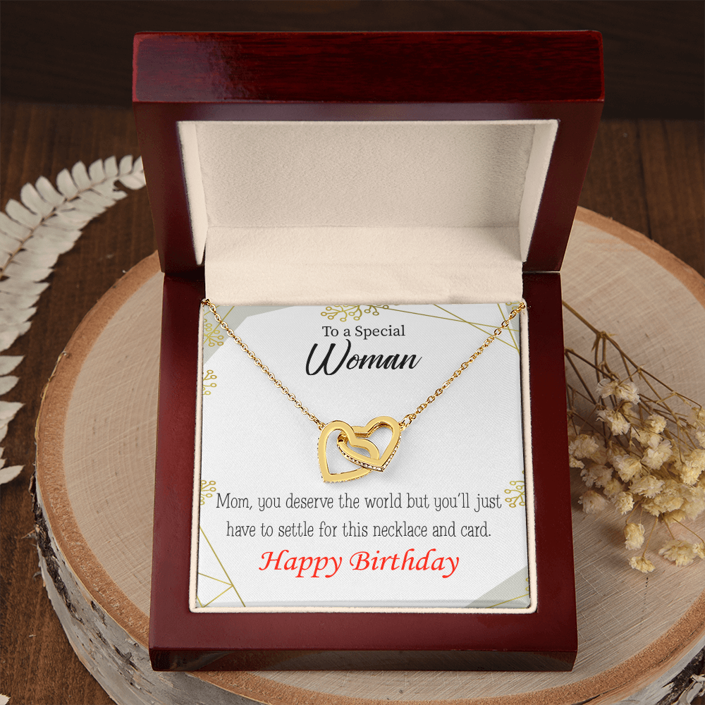 To Mom Birthday Message You Deserve the World Inseparable Necklace-Express Your Love Gifts