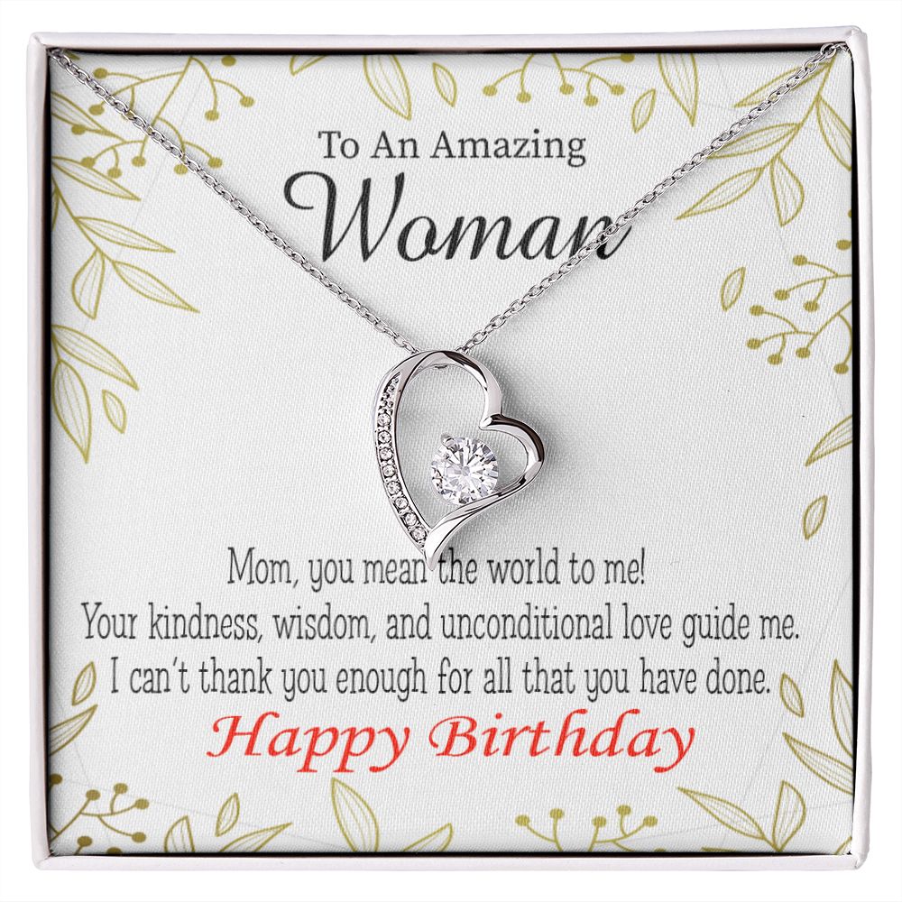 To Mom Birthday Message You Mean the World to Me Forever Necklace w Message Card-Express Your Love Gifts