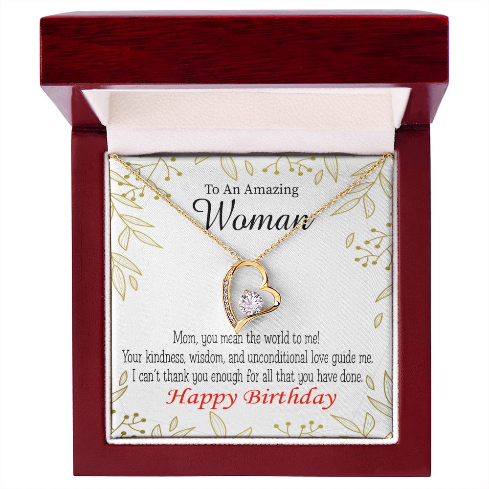 To Mom Birthday Message You Mean the World to Me Forever Necklace w Message Card-Express Your Love Gifts