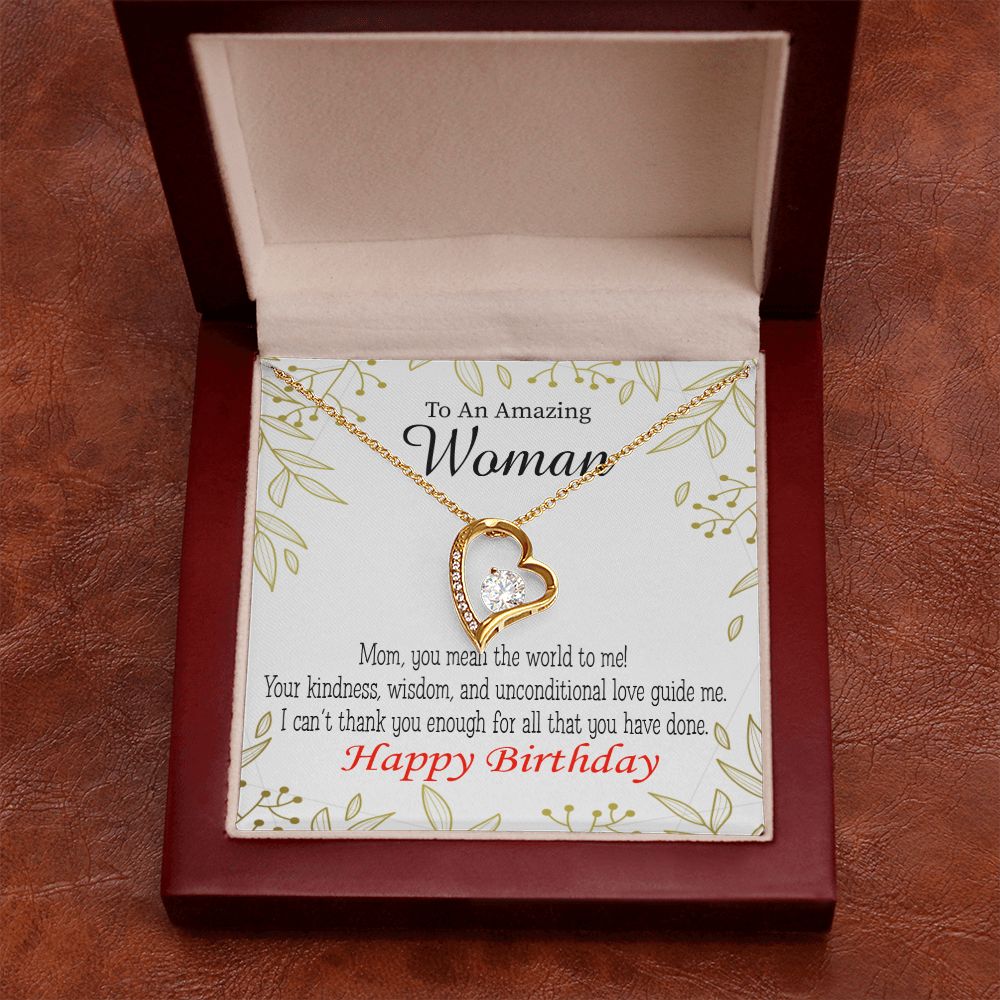 To Mom Birthday Message You Mean the World to Me Forever Necklace w Message Card-Express Your Love Gifts