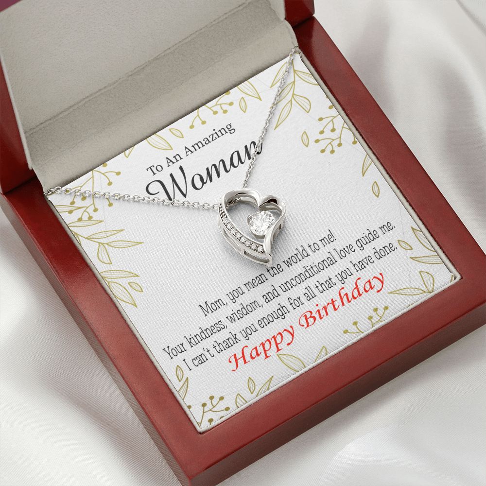 To Mom Birthday Message You Mean the World to Me Forever Necklace w Message Card-Express Your Love Gifts