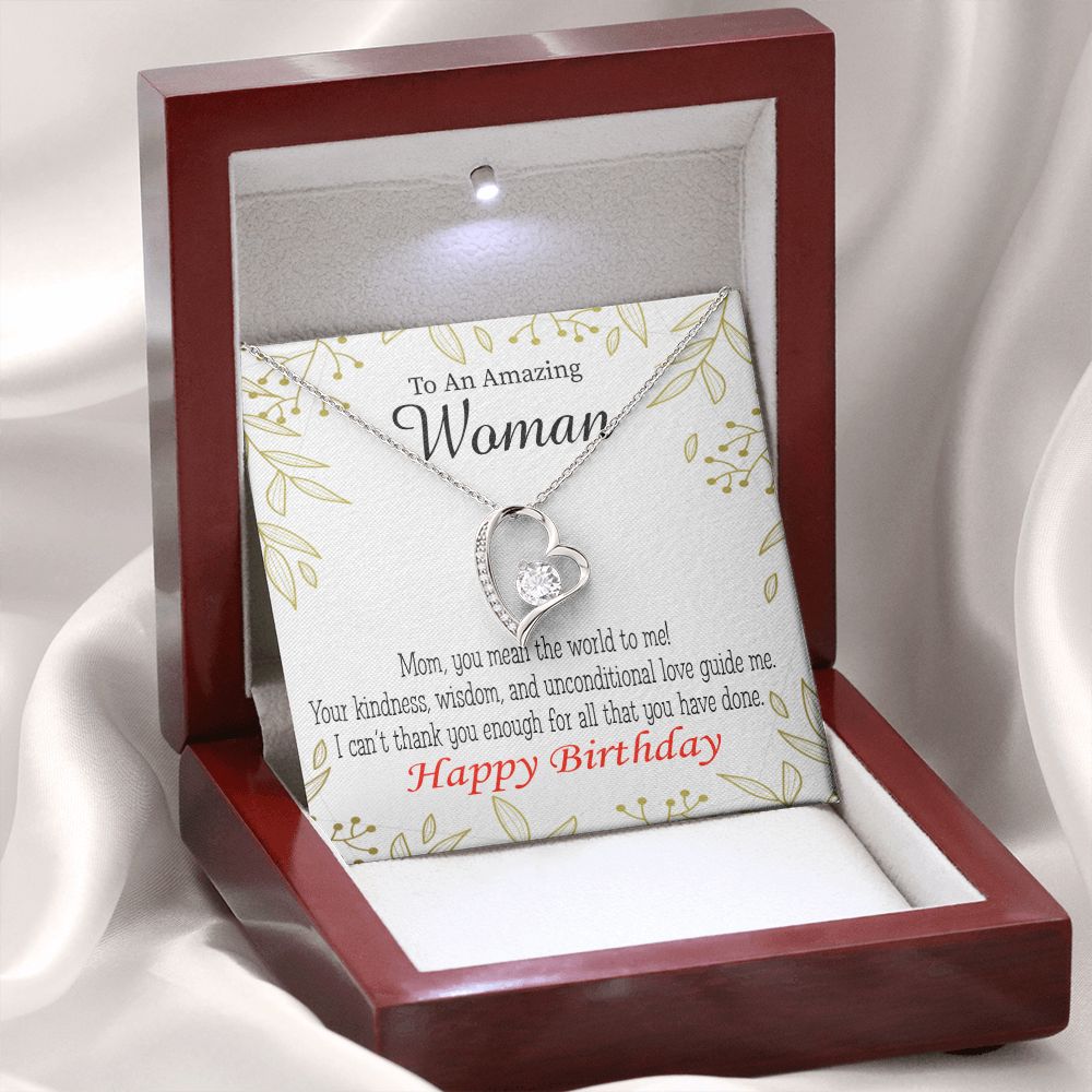 To Mom Birthday Message You Mean the World to Me Forever Necklace w Message Card-Express Your Love Gifts