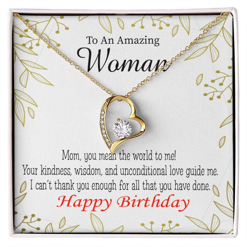 To Mom Birthday Message You Mean the World to Me Forever Necklace w Message Card-Express Your Love Gifts