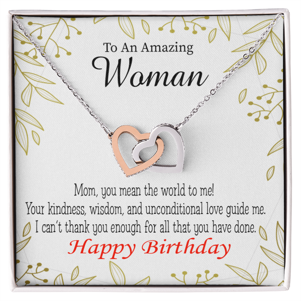 To Mom Birthday Message You Mean the World to Me Inseparable Necklace-Express Your Love Gifts