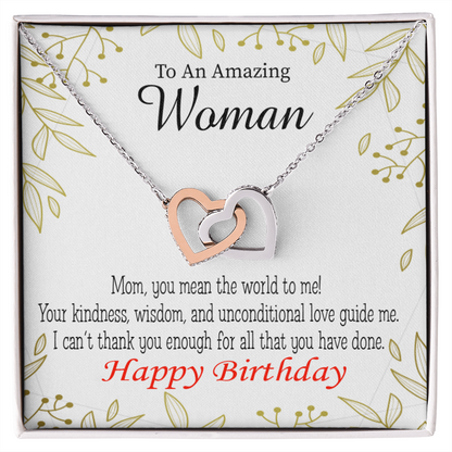 To Mom Birthday Message You Mean the World to Me Inseparable Necklace-Express Your Love Gifts