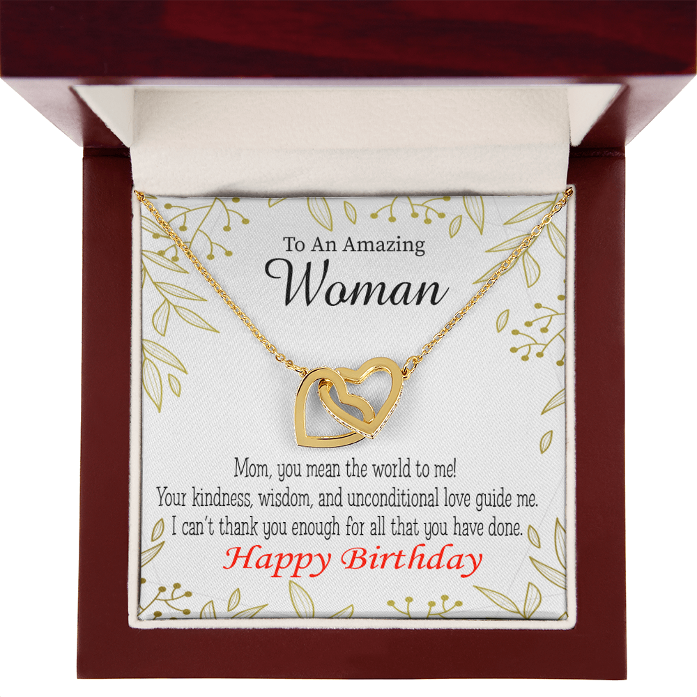 To Mom Birthday Message You Mean the World to Me Inseparable Necklace-Express Your Love Gifts