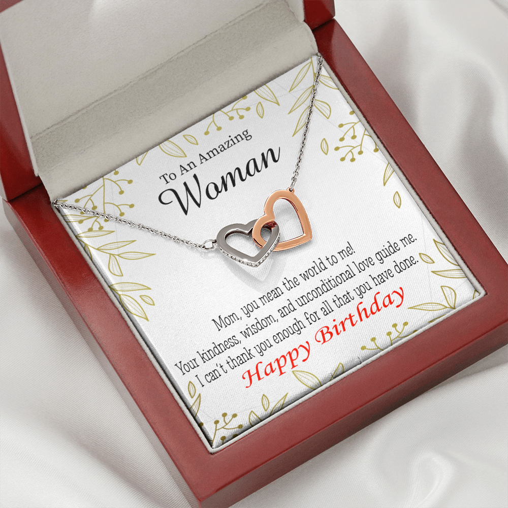 To Mom Birthday Message You Mean the World to Me Inseparable Necklace-Express Your Love Gifts