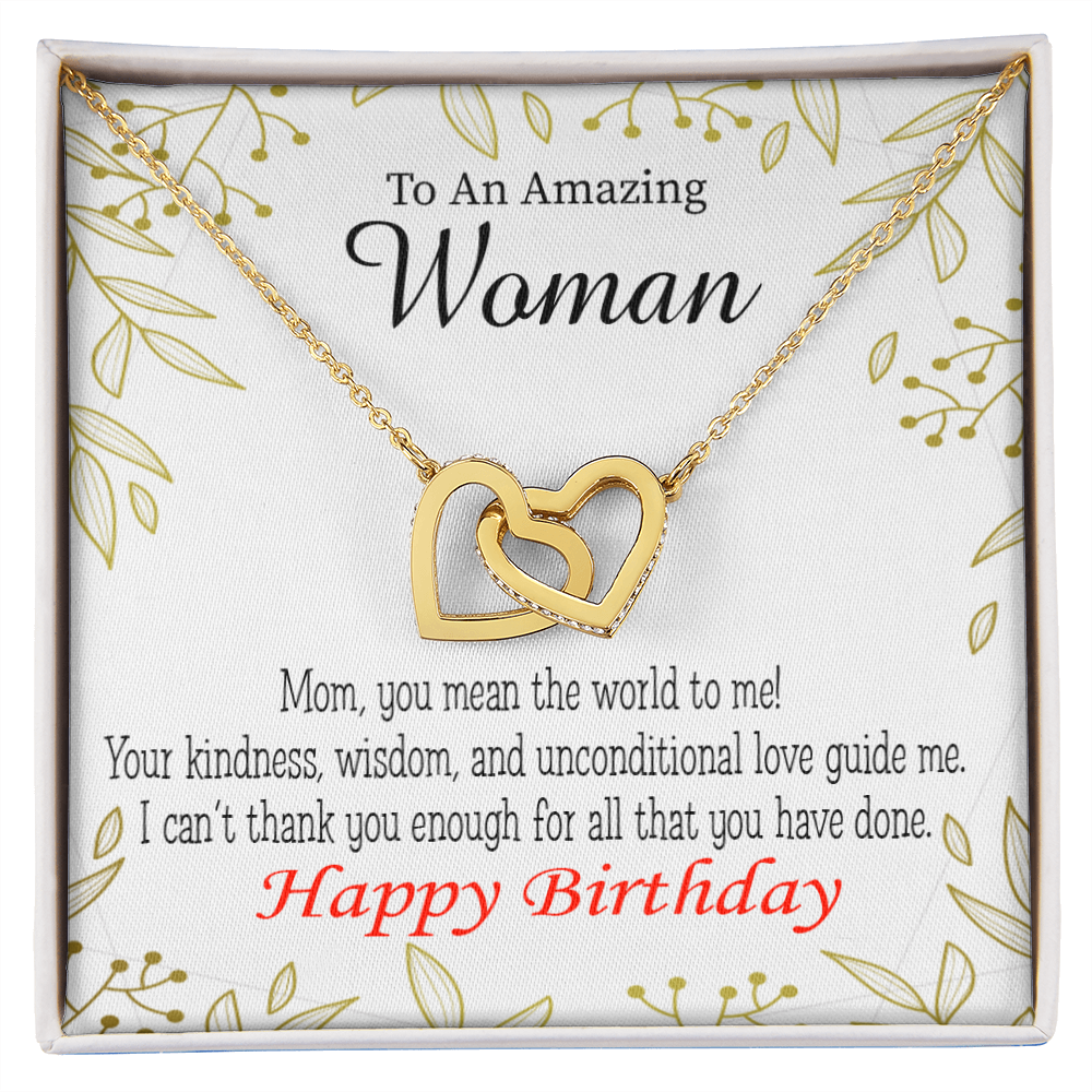 To Mom Birthday Message You Mean the World to Me Inseparable Necklace-Express Your Love Gifts