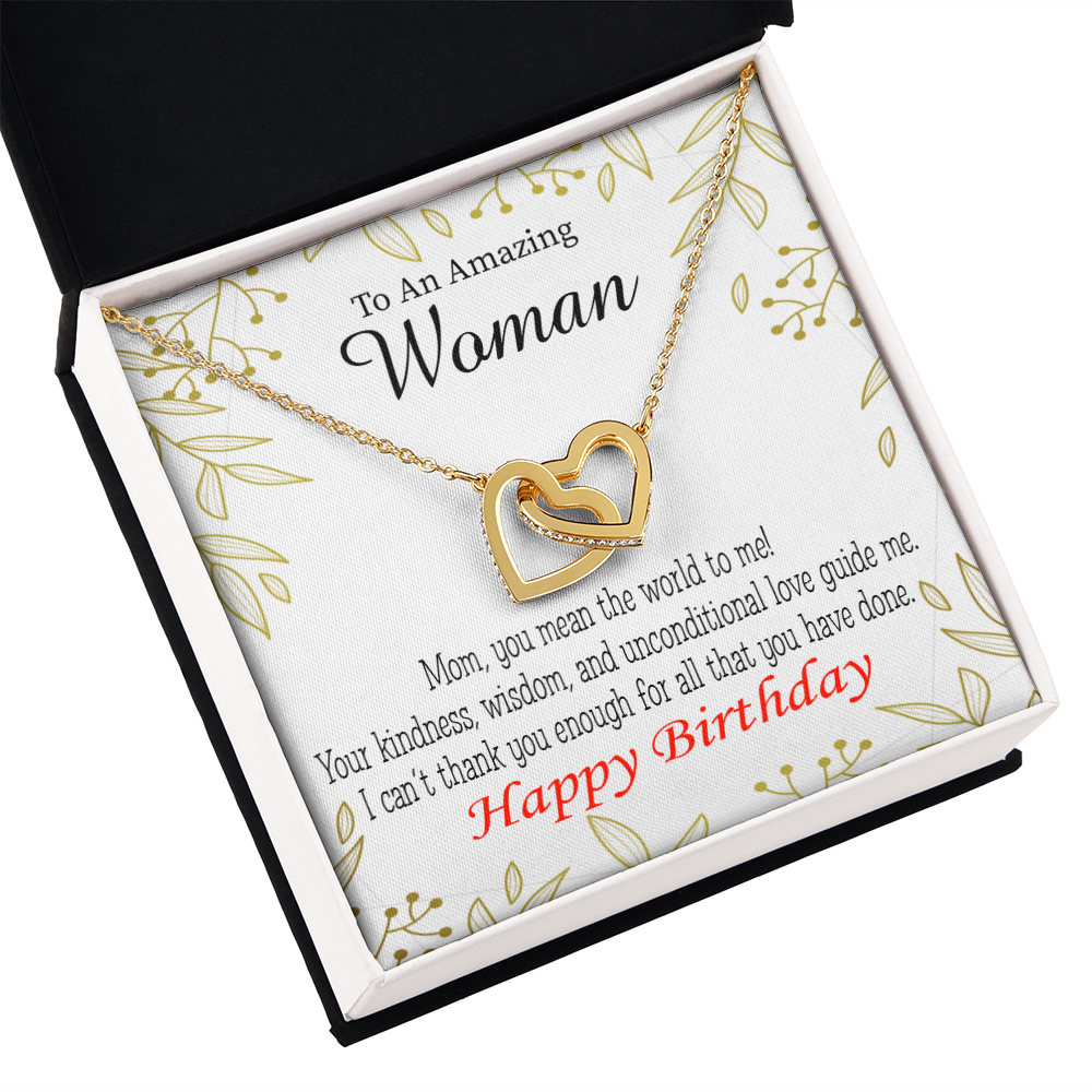 To Mom Birthday Message You Mean the World to Me Inseparable Necklace-Express Your Love Gifts