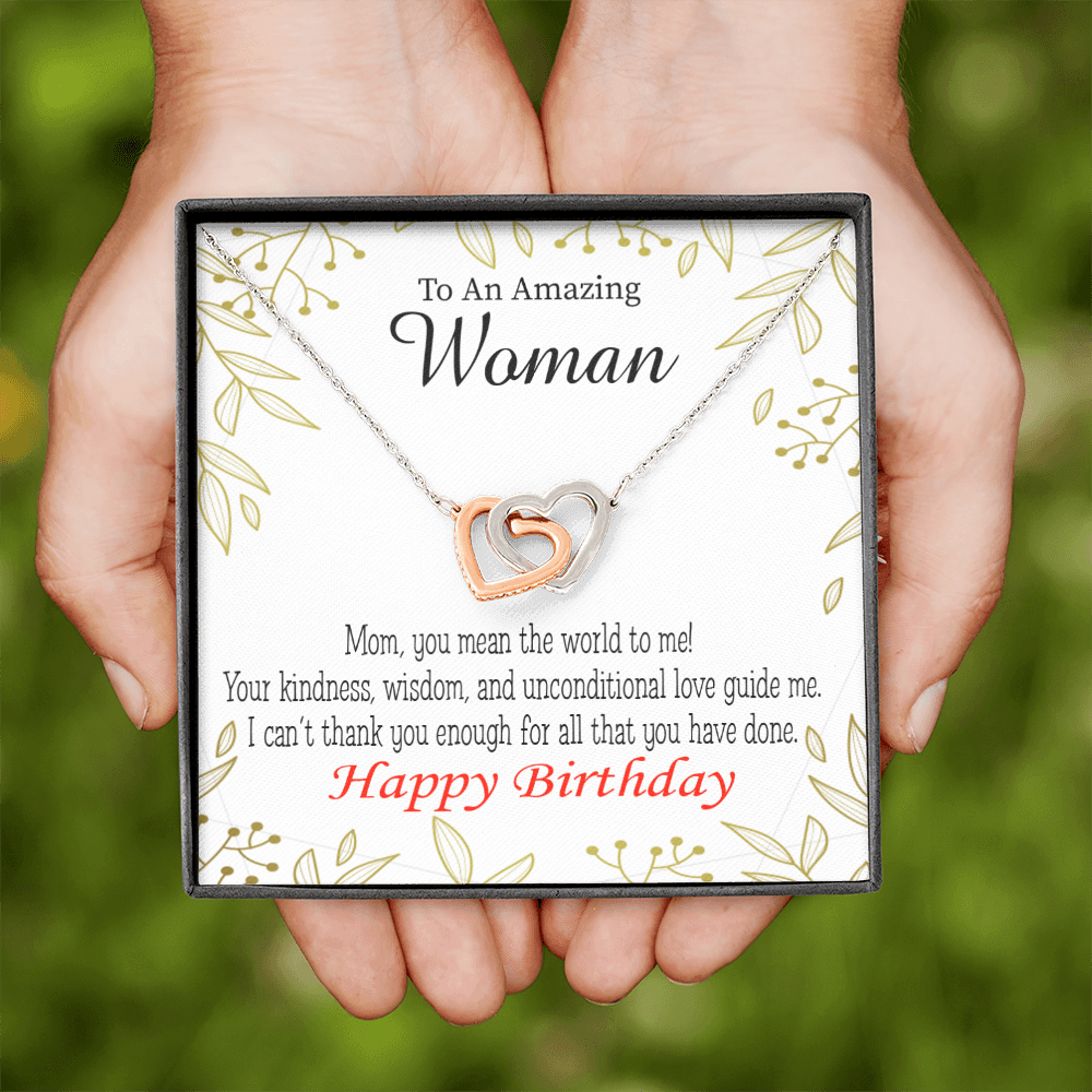 To Mom Birthday Message You Mean the World to Me Inseparable Necklace-Express Your Love Gifts