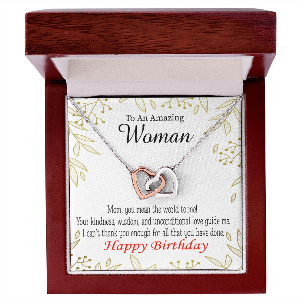 To Mom Birthday Message You Mean the World to Me Inseparable Necklace-Express Your Love Gifts