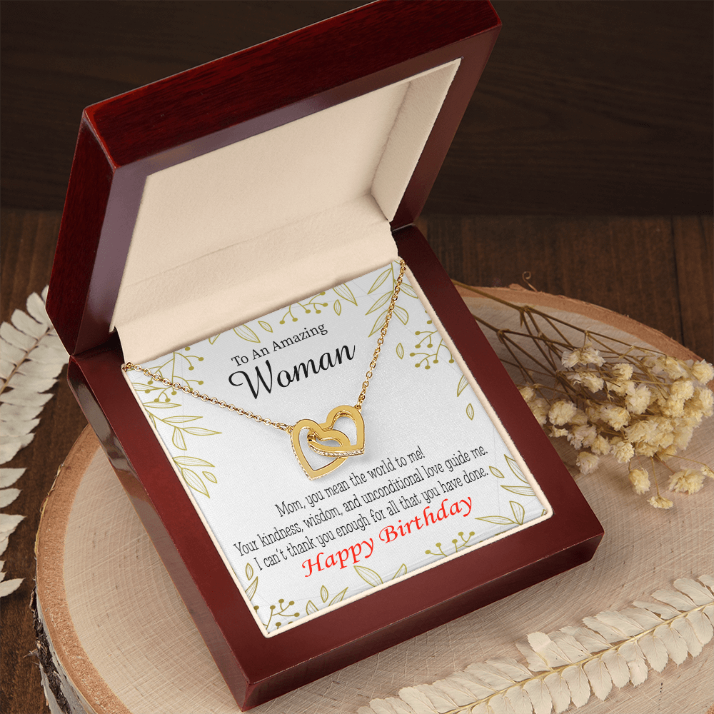 To Mom Birthday Message You Mean the World to Me Inseparable Necklace-Express Your Love Gifts
