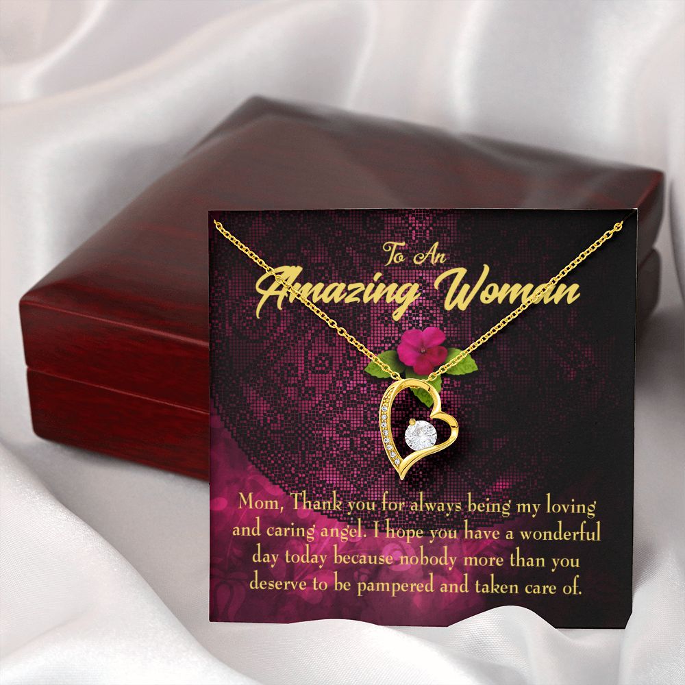 To Mom Deserved the Pamper Forever Necklace w Message Card-Express Your Love Gifts