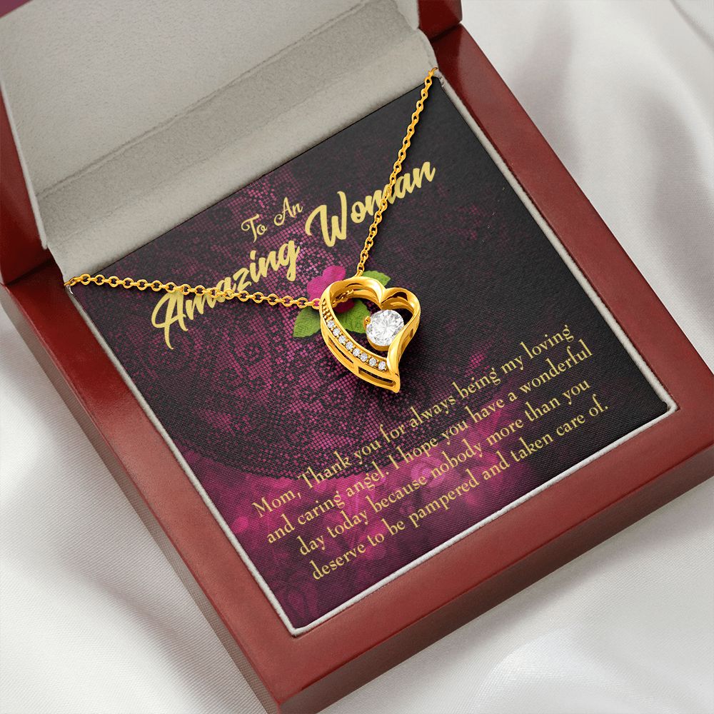 To Mom Deserved the Pamper Forever Necklace w Message Card-Express Your Love Gifts