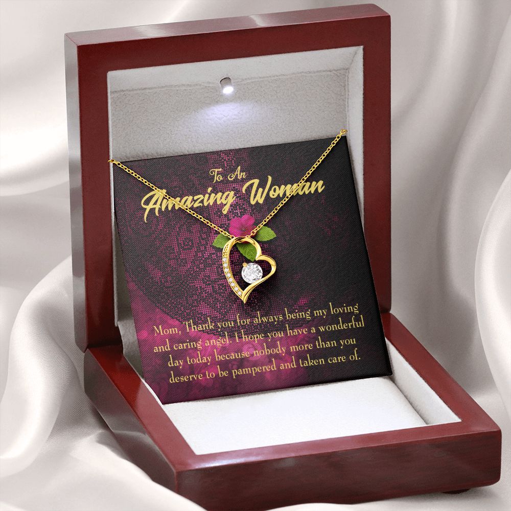 To Mom Deserved the Pamper Forever Necklace w Message Card-Express Your Love Gifts