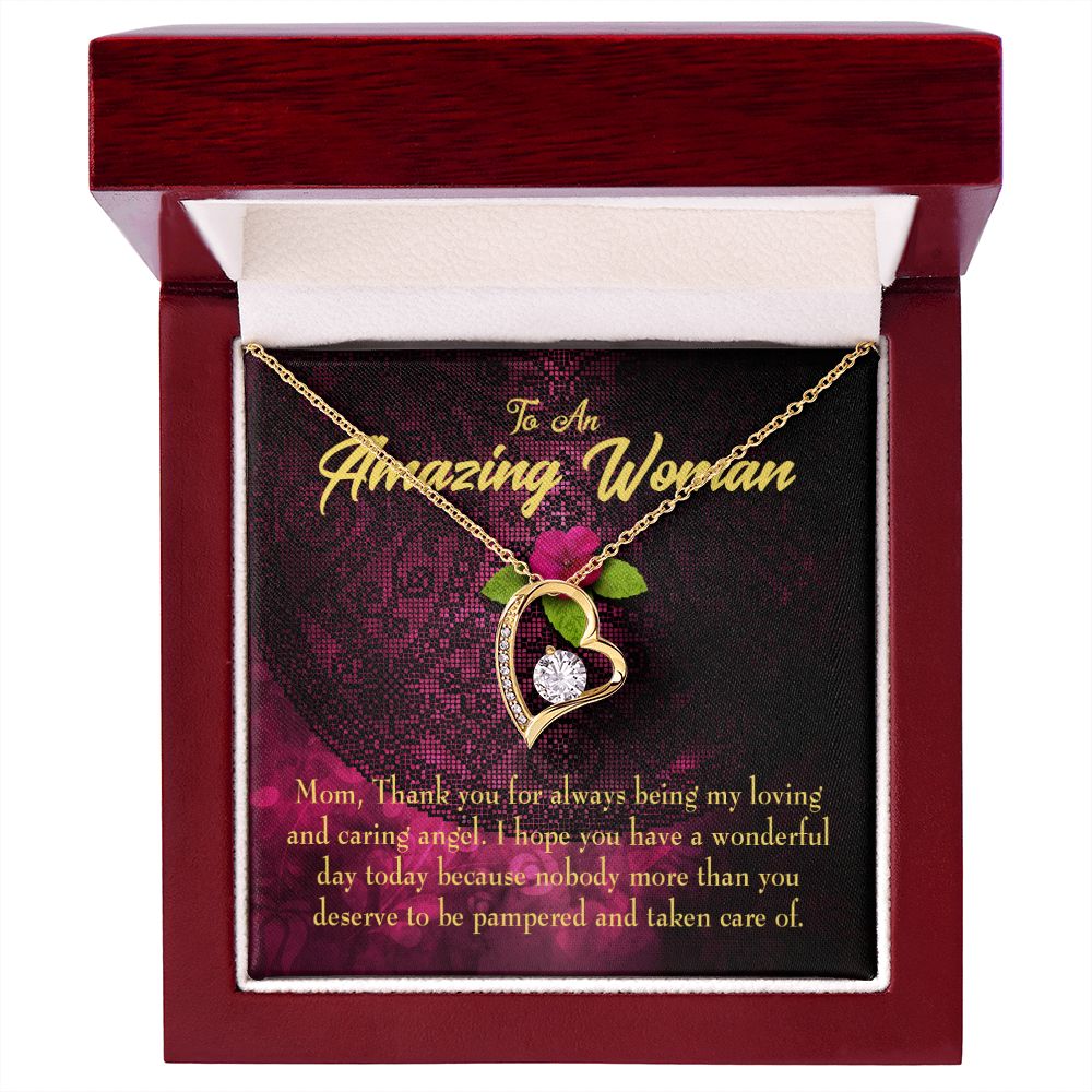 To Mom Deserved the Pamper Forever Necklace w Message Card-Express Your Love Gifts