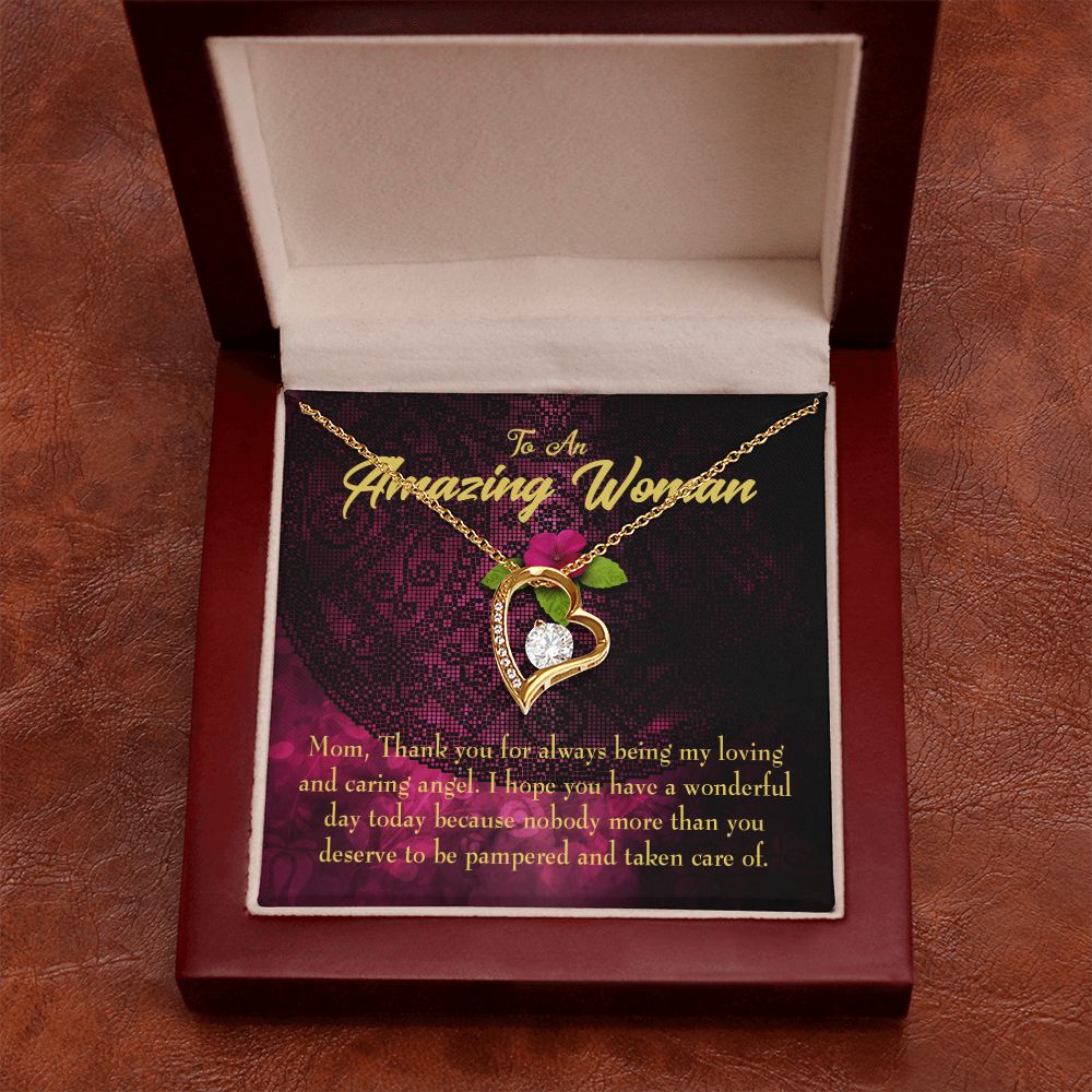 To Mom Deserved the Pamper Forever Necklace w Message Card-Express Your Love Gifts