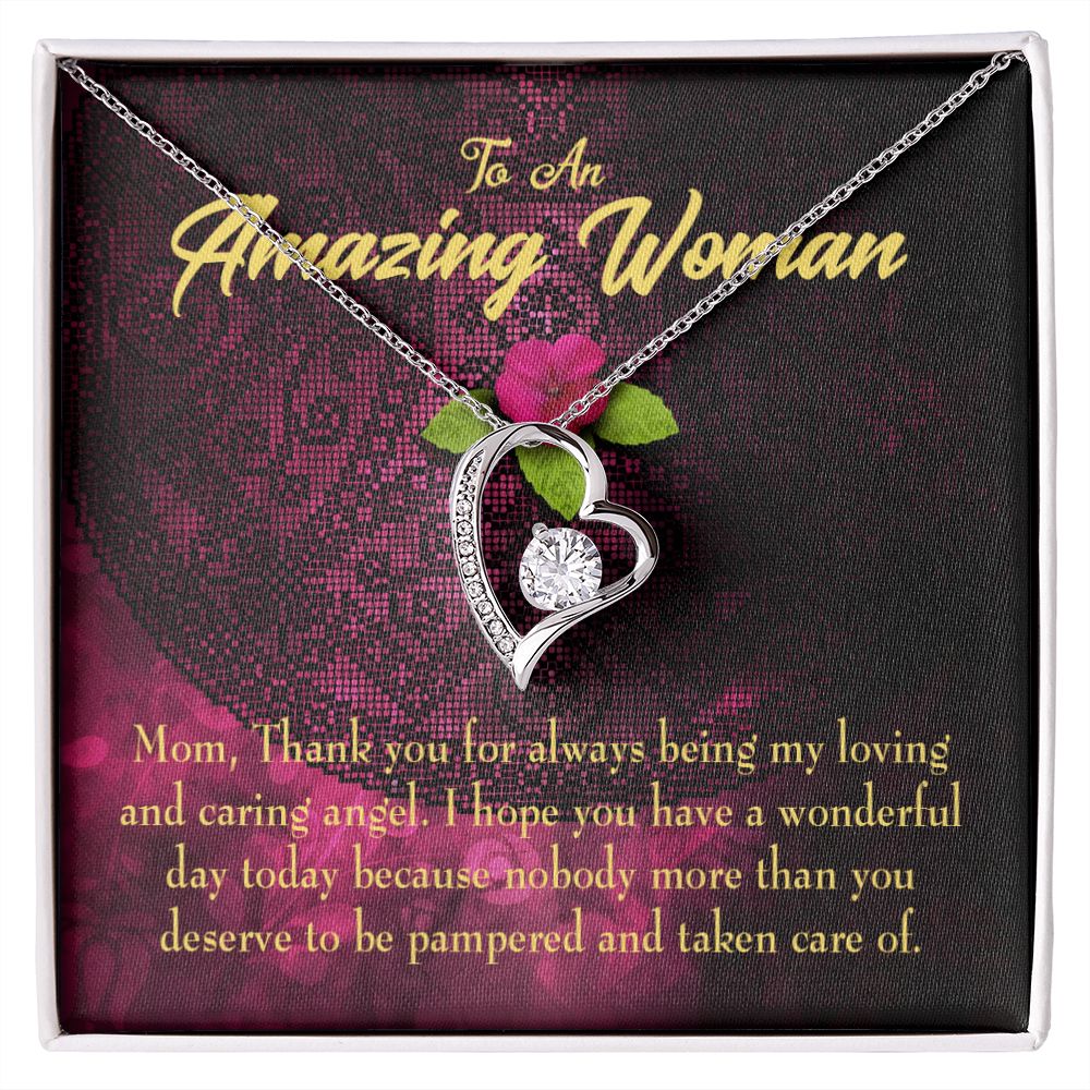 To Mom Deserved the Pamper Forever Necklace w Message Card-Express Your Love Gifts