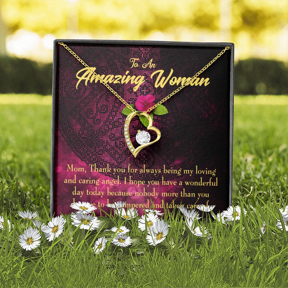 To Mom Deserved the Pamper Forever Necklace w Message Card-Express Your Love Gifts