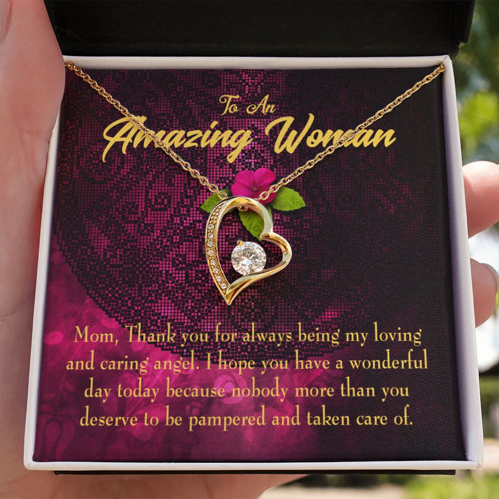 To Mom Deserved the Pamper Forever Necklace w Message Card-Express Your Love Gifts