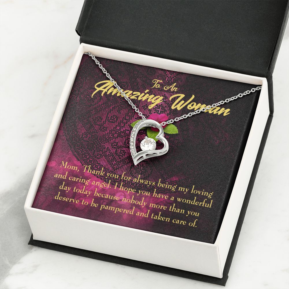 To Mom Deserved the Pamper Forever Necklace w Message Card-Express Your Love Gifts