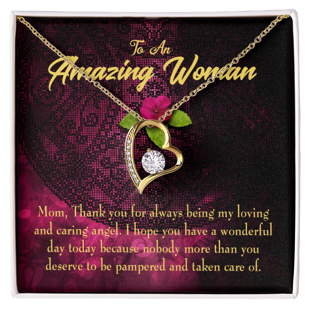 To Mom Deserved the Pamper Forever Necklace w Message Card-Express Your Love Gifts