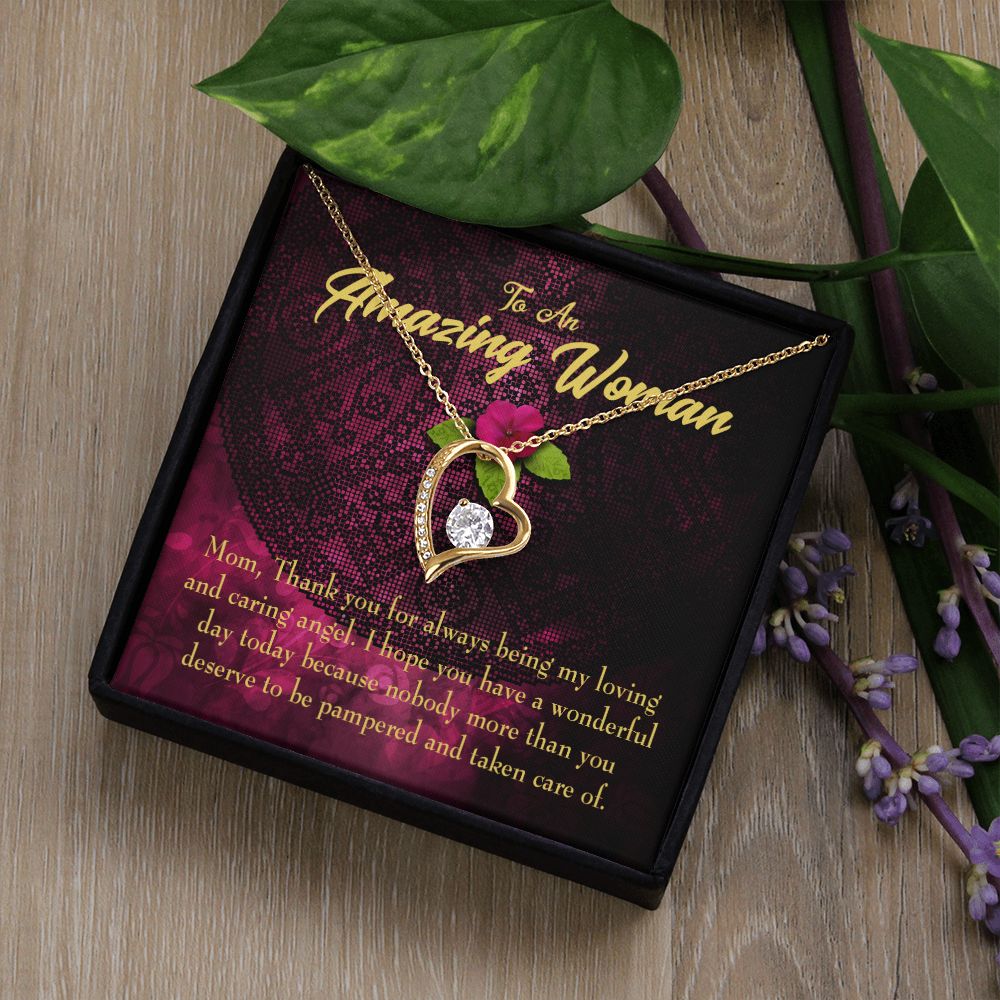 To Mom Deserved the Pamper Forever Necklace w Message Card-Express Your Love Gifts