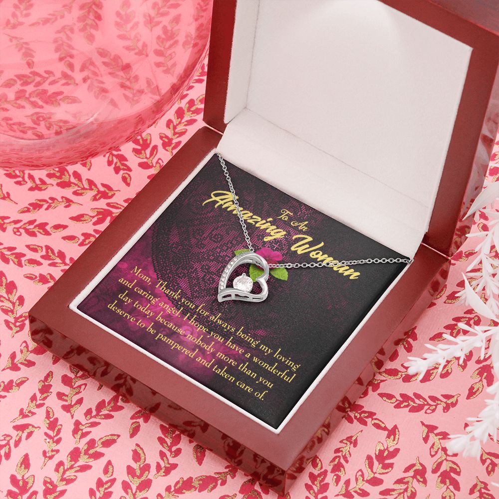 To Mom Deserved the Pamper Forever Necklace w Message Card-Express Your Love Gifts