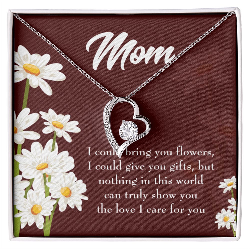 To Mom Flowers and Work Forever Necklace w Message Card-Express Your Love Gifts
