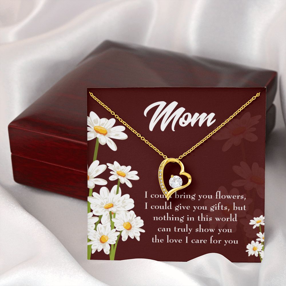 To Mom Flowers and Work Forever Necklace w Message Card-Express Your Love Gifts