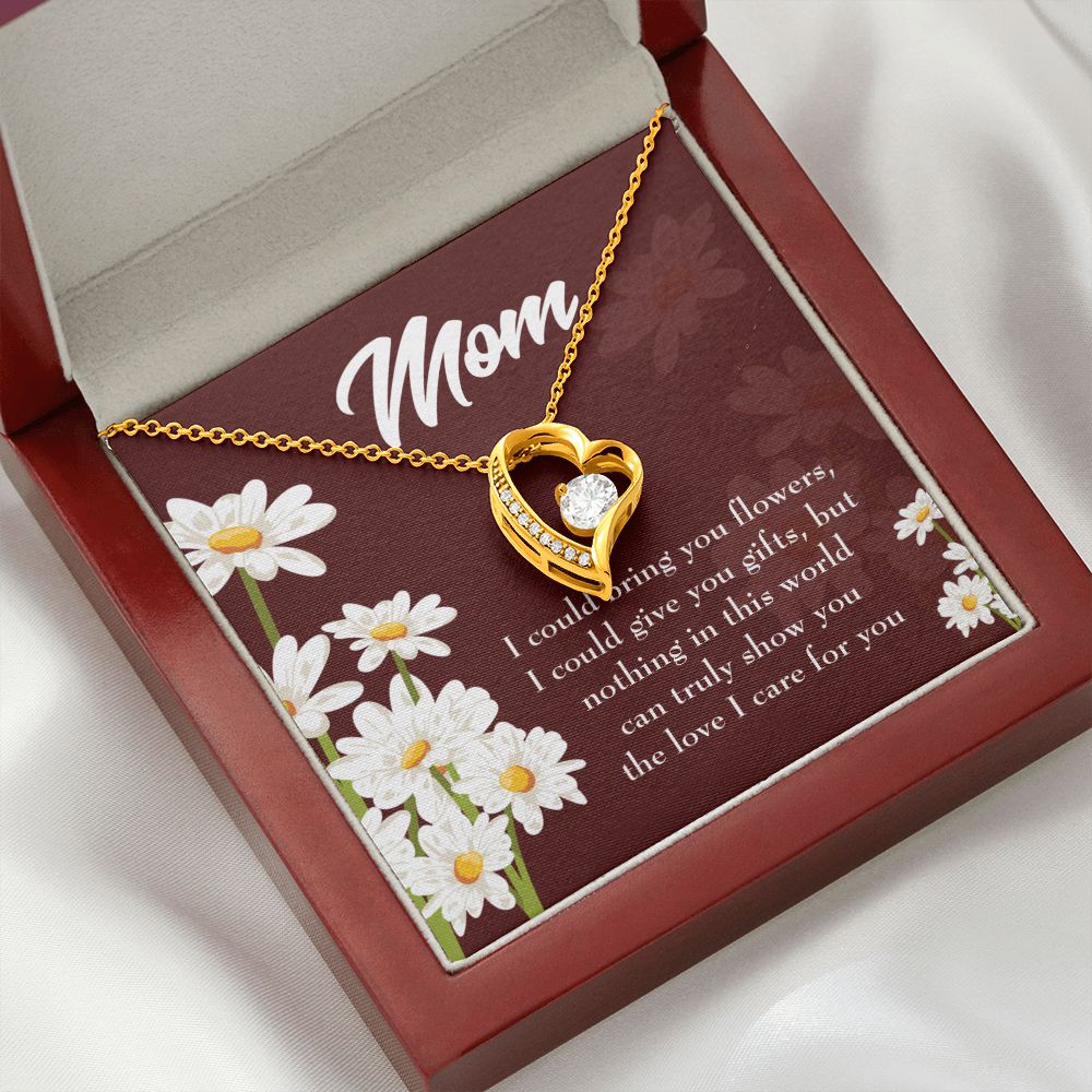 To Mom Flowers and Work Forever Necklace w Message Card-Express Your Love Gifts