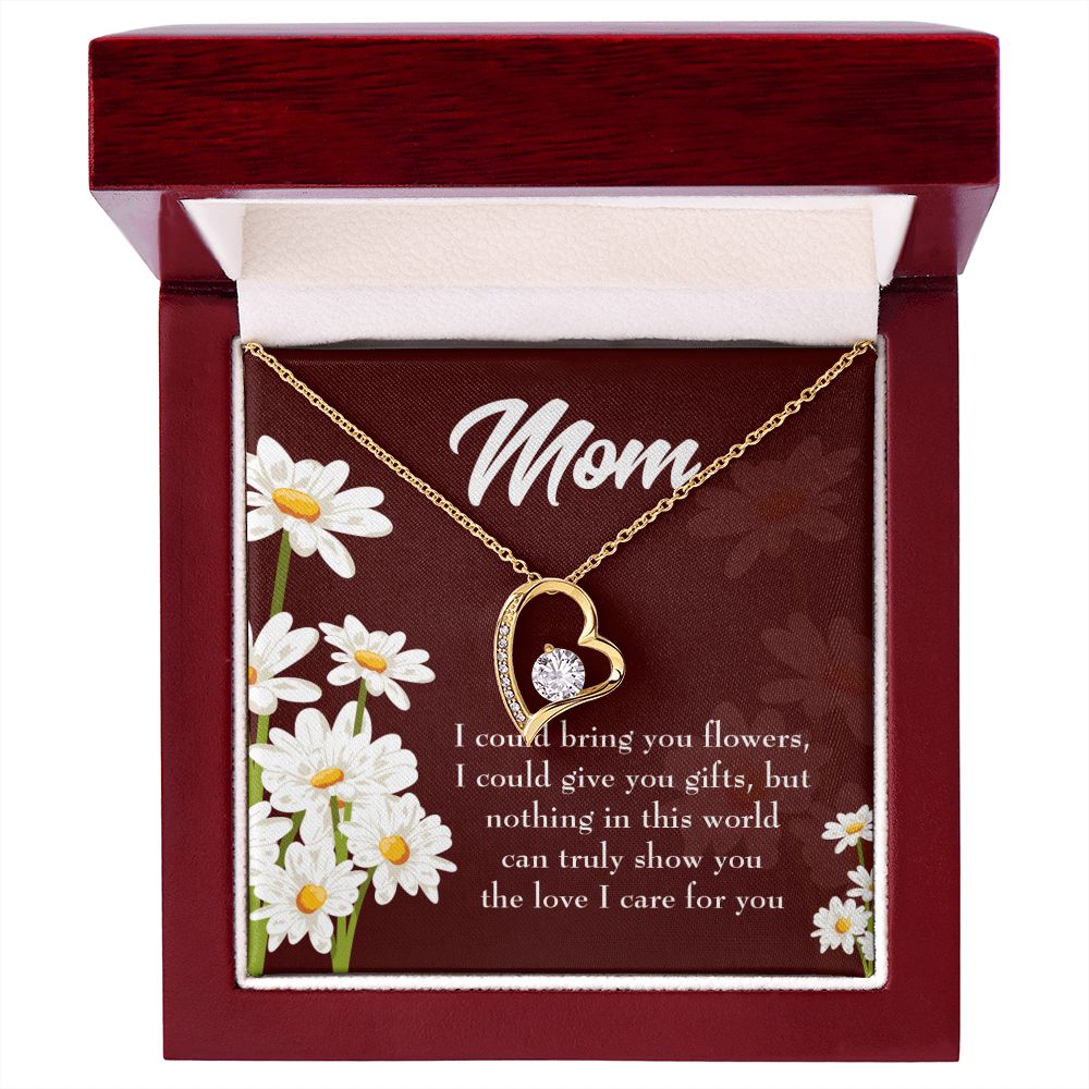 To Mom Flowers and Work Forever Necklace w Message Card-Express Your Love Gifts