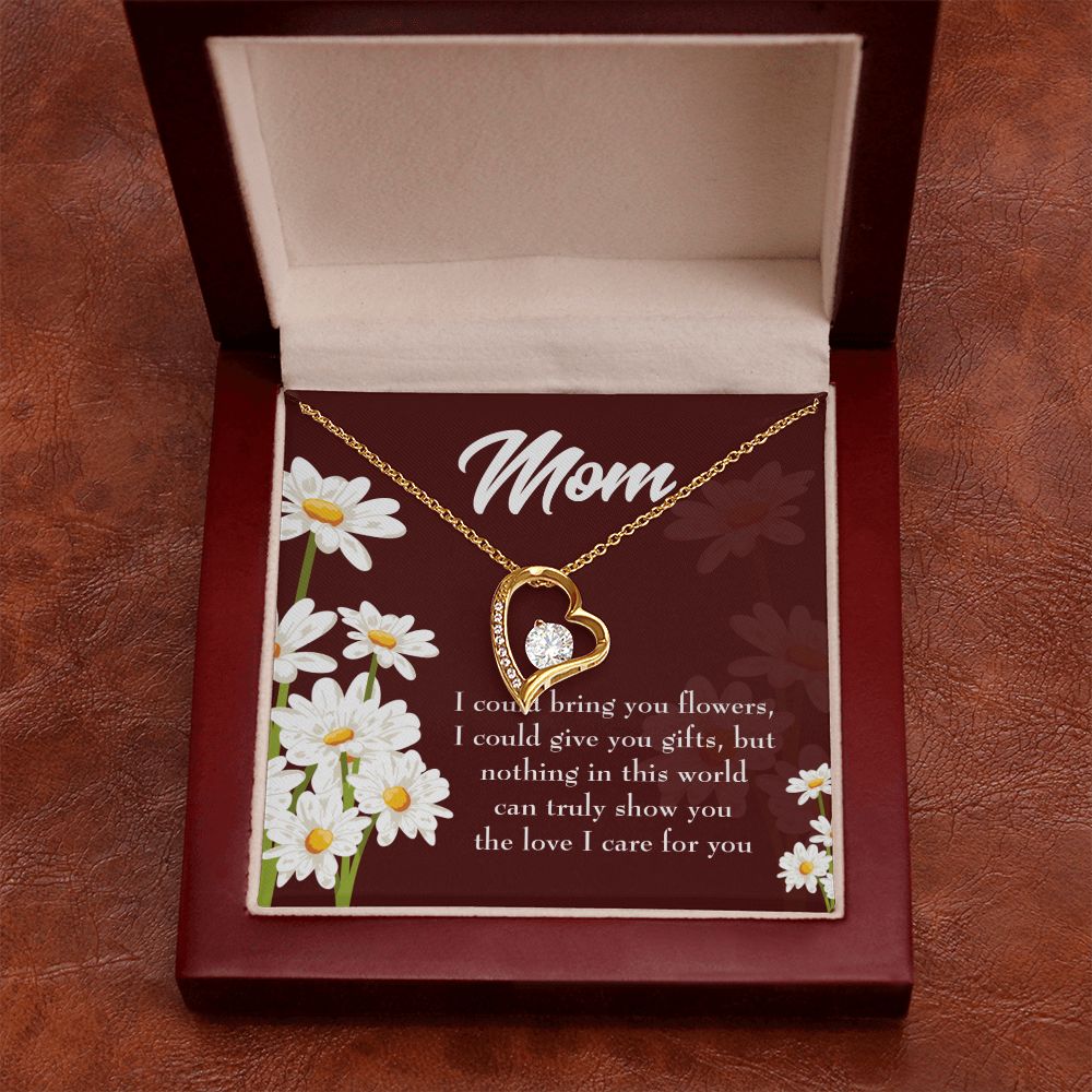 To Mom Flowers and Work Forever Necklace w Message Card-Express Your Love Gifts