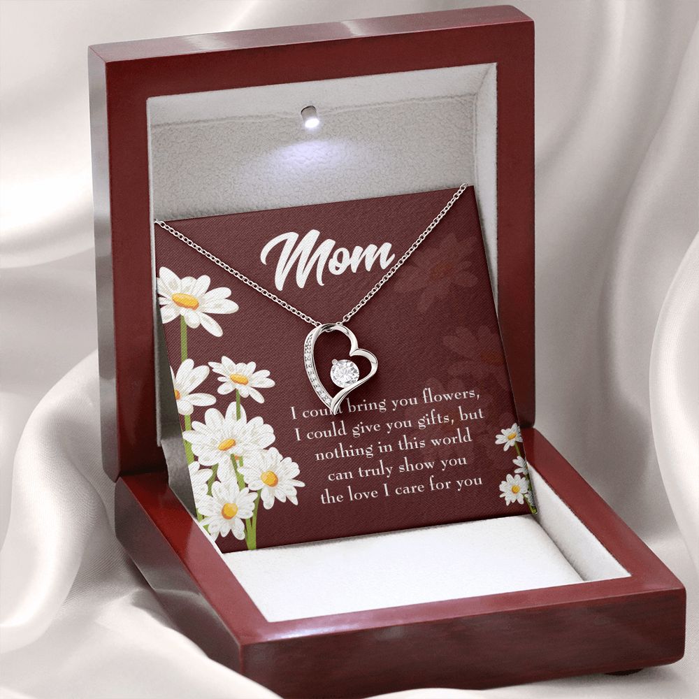 To Mom Flowers and Work Forever Necklace w Message Card-Express Your Love Gifts