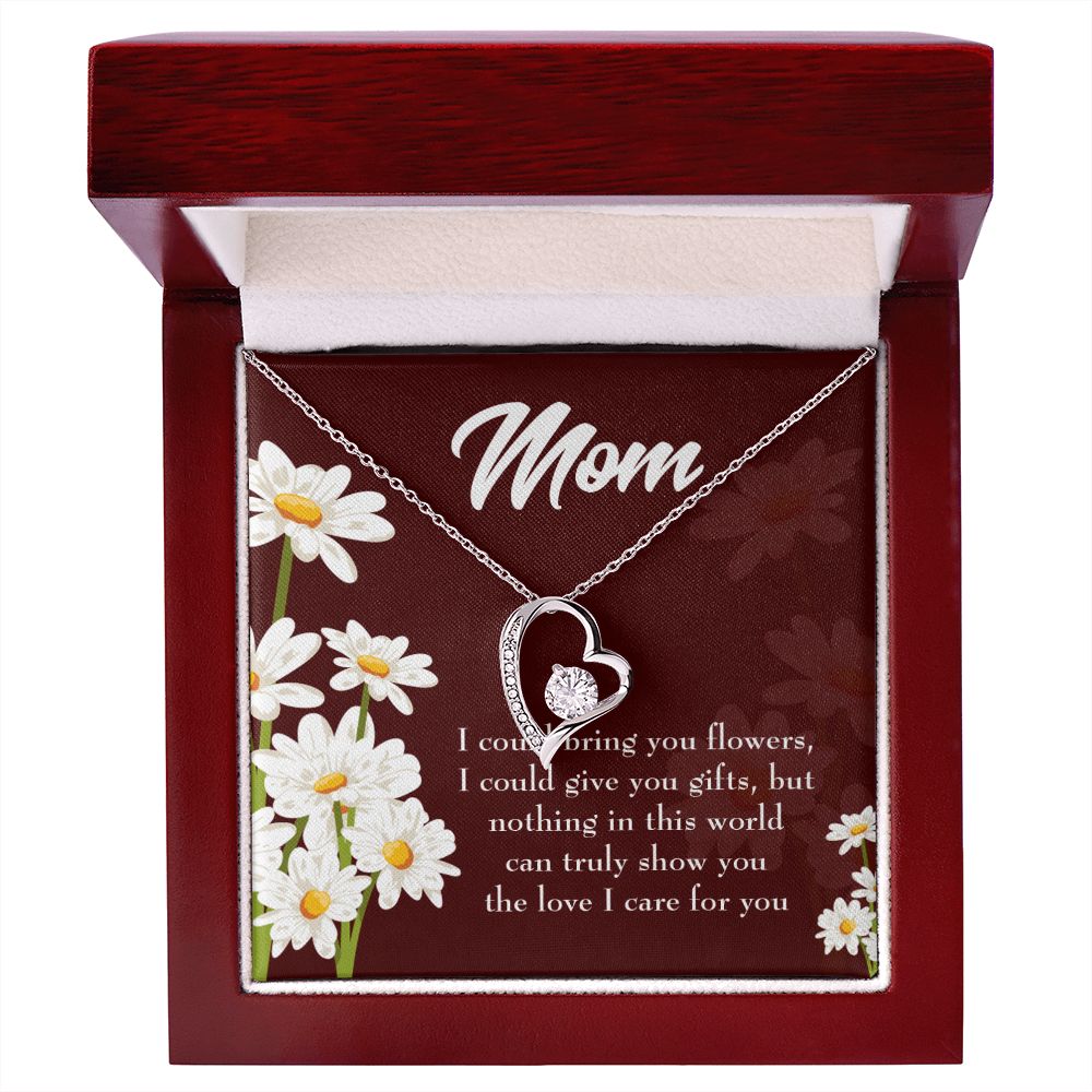 To Mom Flowers and Work Forever Necklace w Message Card-Express Your Love Gifts