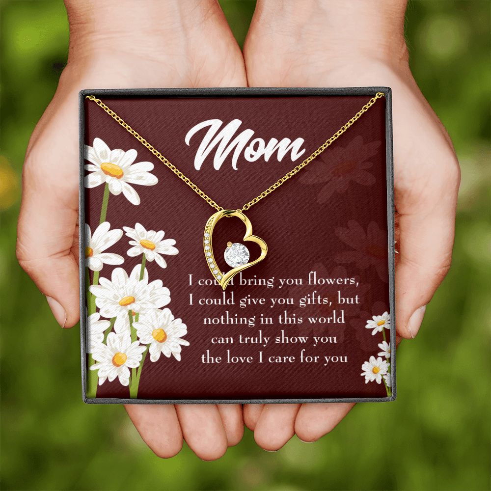 To Mom Flowers and Work Forever Necklace w Message Card-Express Your Love Gifts