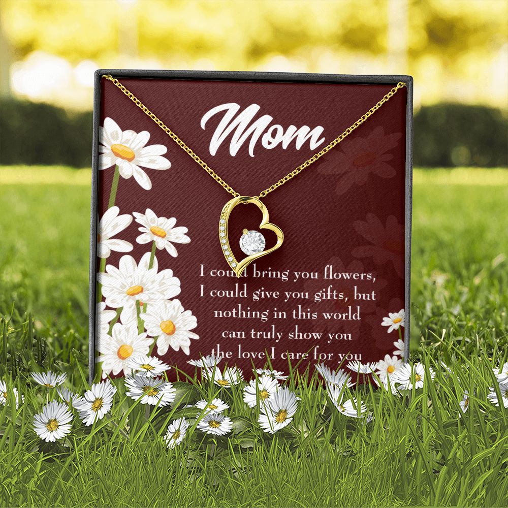 To Mom Flowers and Work Forever Necklace w Message Card-Express Your Love Gifts