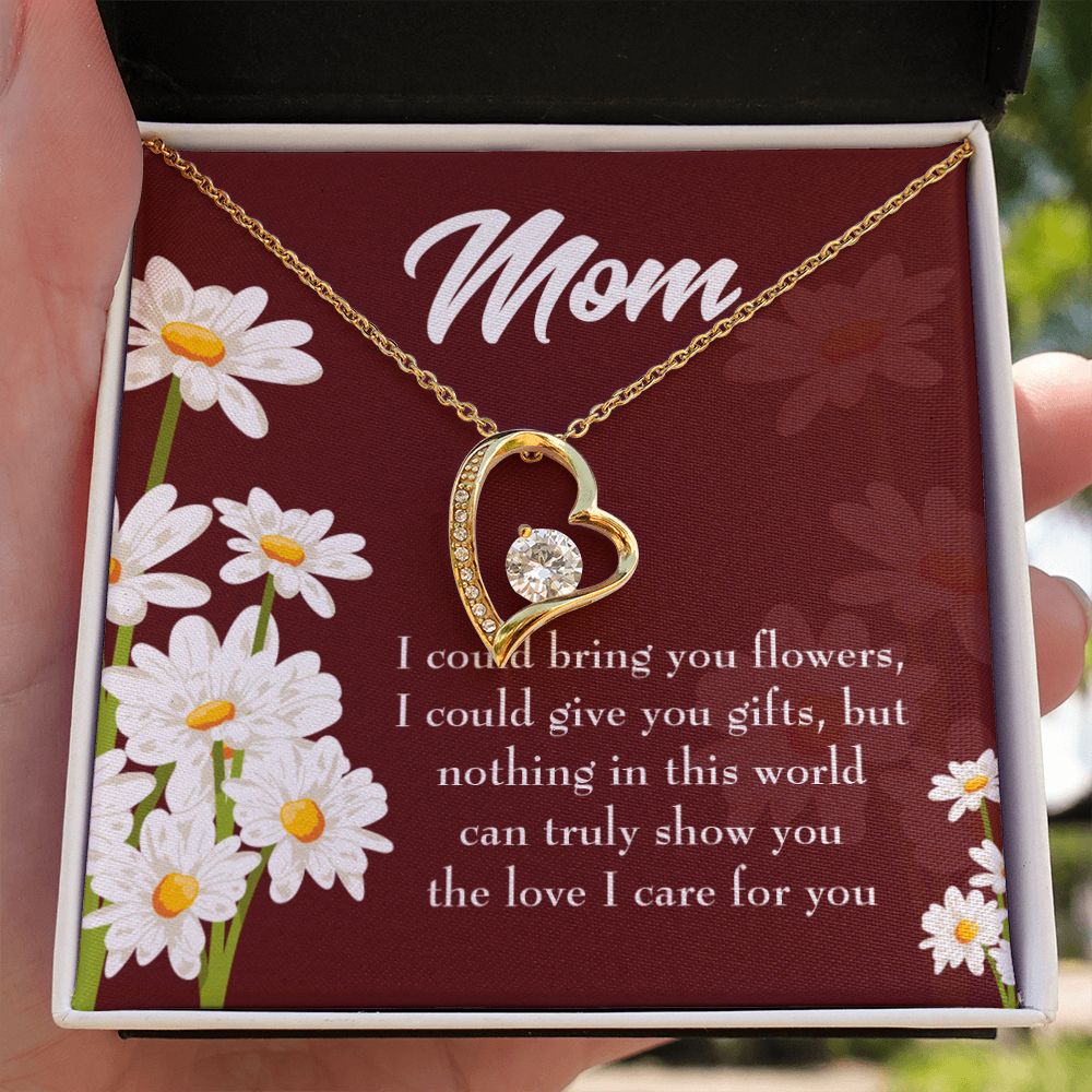 To Mom Flowers and Work Forever Necklace w Message Card-Express Your Love Gifts