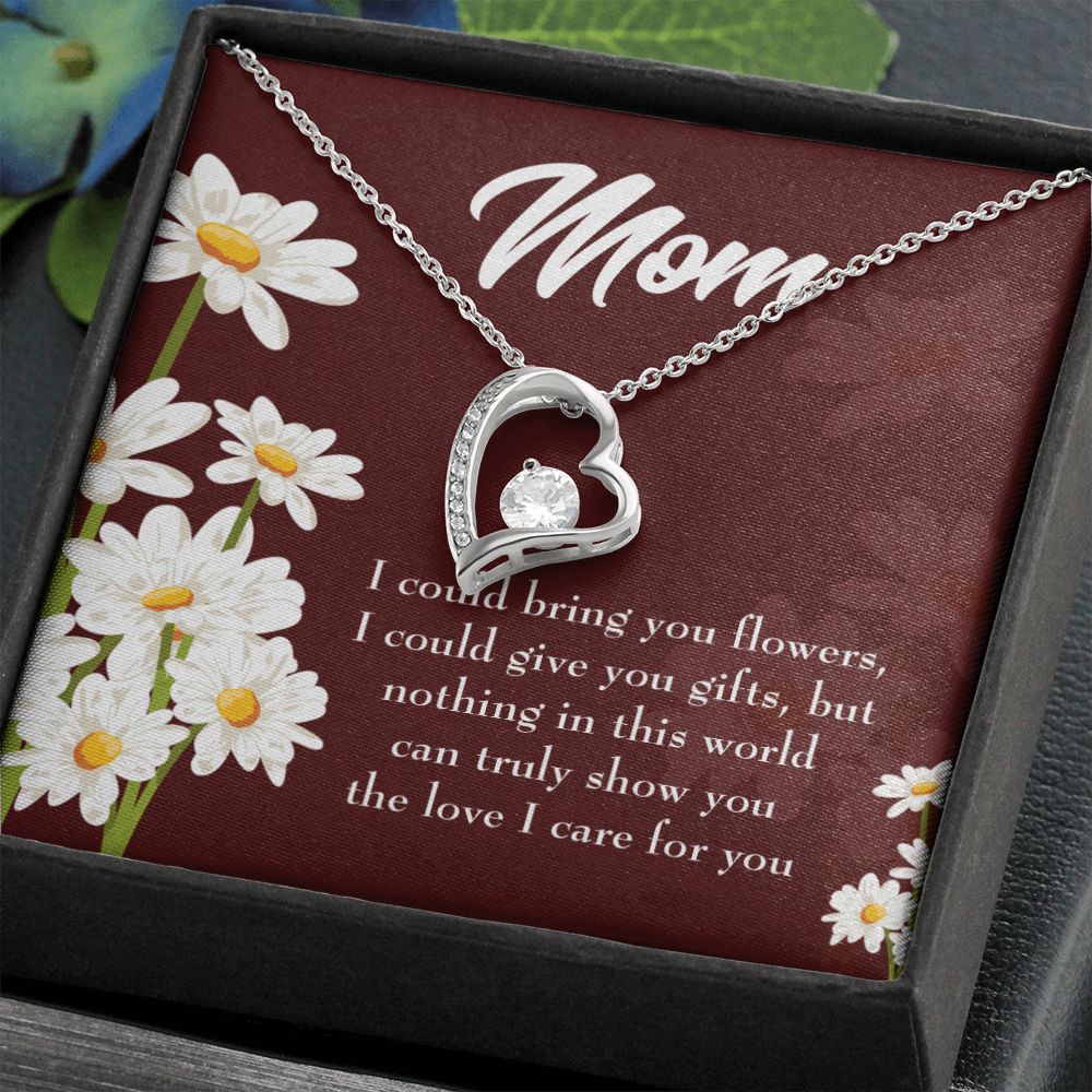 To Mom Flowers and Work Forever Necklace w Message Card-Express Your Love Gifts