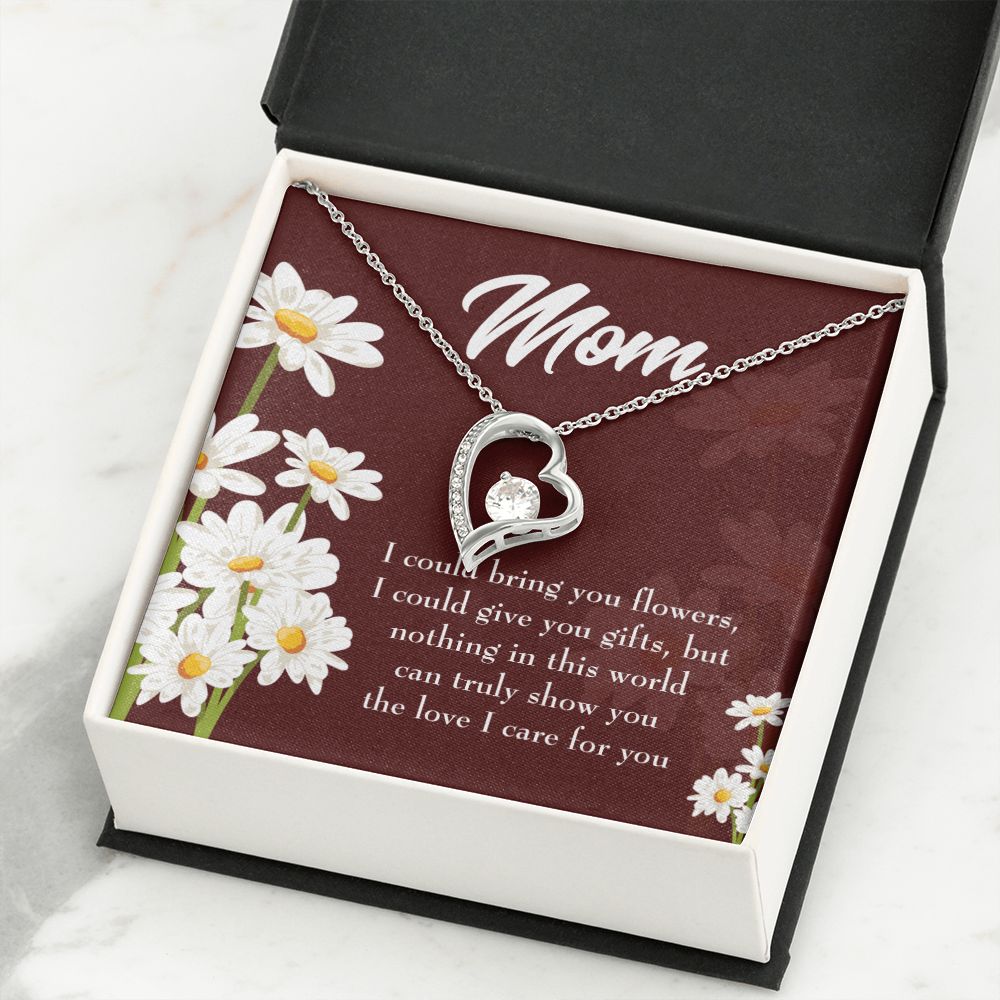 To Mom Flowers and Work Forever Necklace w Message Card-Express Your Love Gifts