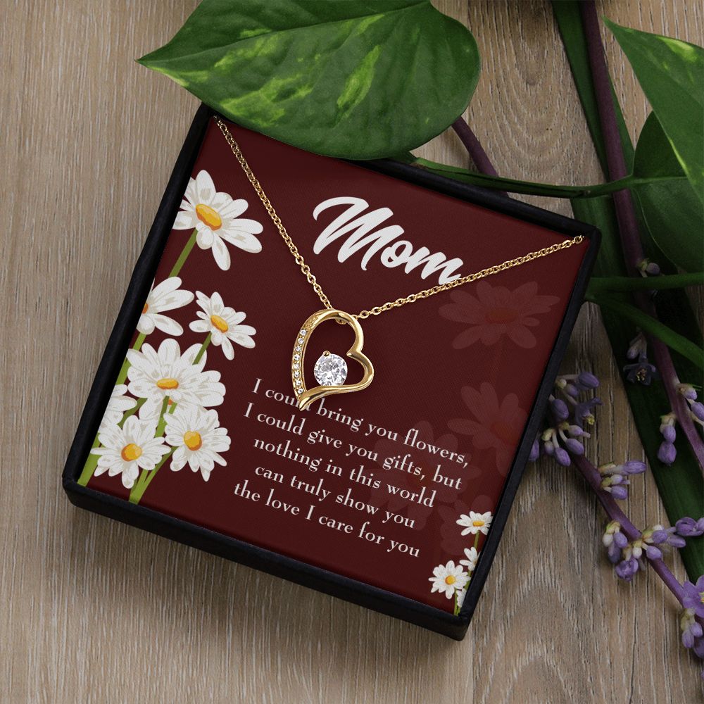 To Mom Flowers and Work Forever Necklace w Message Card-Express Your Love Gifts