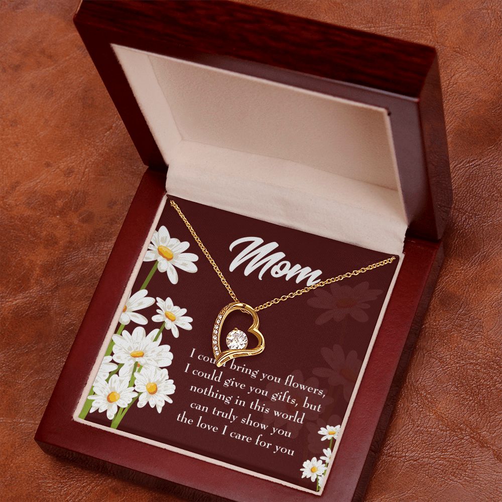 To Mom Flowers and Work Forever Necklace w Message Card-Express Your Love Gifts