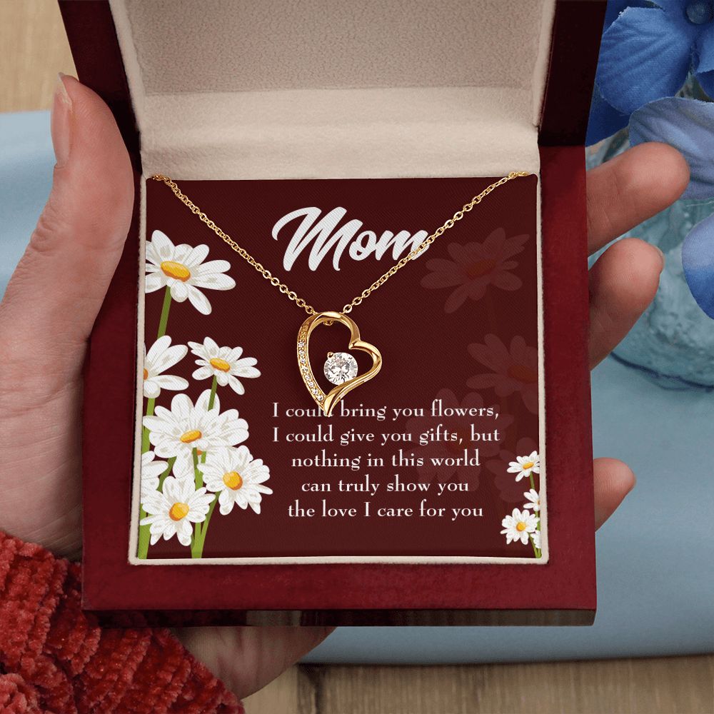 To Mom Flowers and Work Forever Necklace w Message Card-Express Your Love Gifts