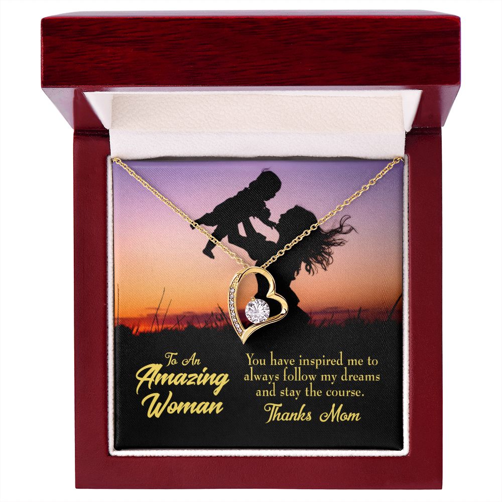 To Mom Follow my Dreams Forever Necklace w Message Card-Express Your Love Gifts