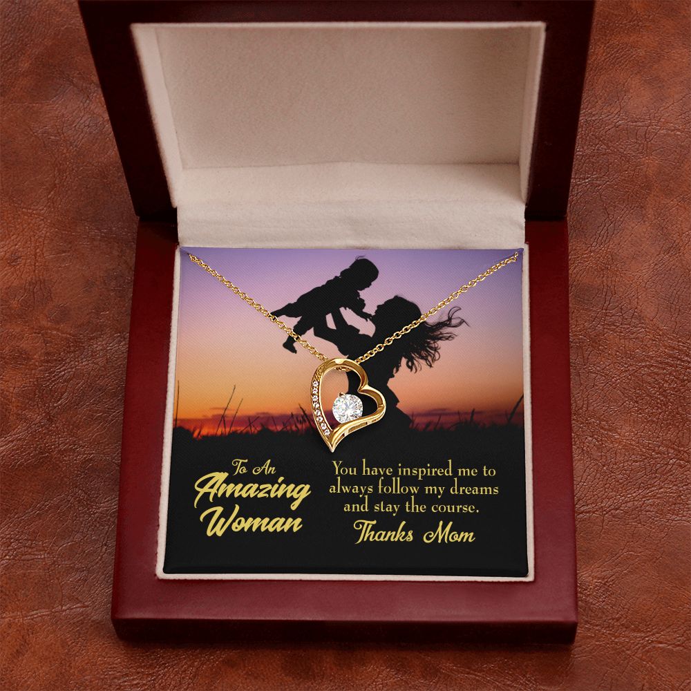 To Mom Follow my Dreams Forever Necklace w Message Card-Express Your Love Gifts