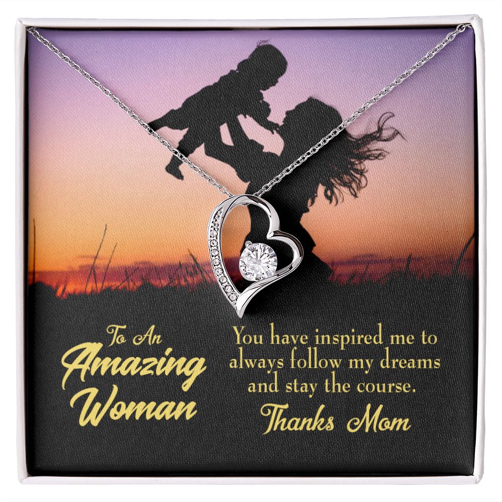 To Mom Follow my Dreams Forever Necklace w Message Card-Express Your Love Gifts